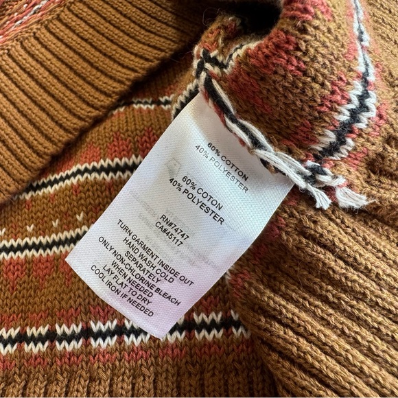 Burnt Orange Brown Fall Knit Mock Neck Sweater Natural Reflections M - Picture 7 of 9